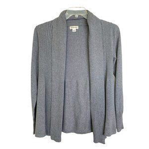 St. John’s Bay Women’s Gray Cotton Ribbed Open Front Knit Cardigan M - Office